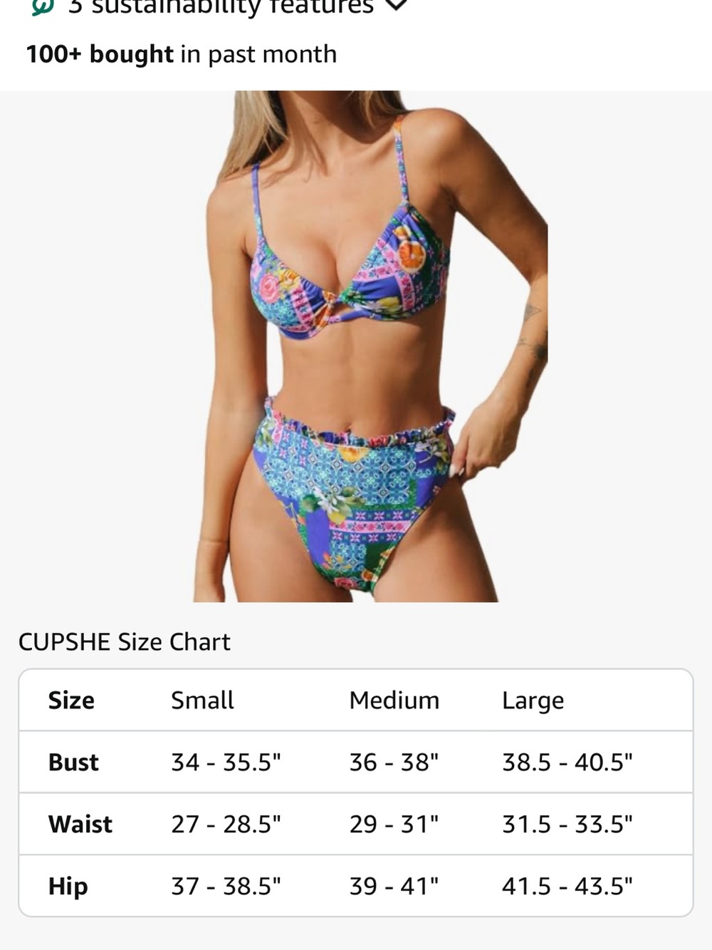 Cupshe Blue Floral Ruffled Bikini Set